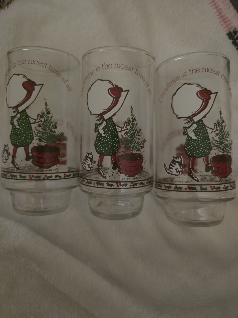 Vintage Holly Hobbie Holiday Drinking Glasses - Circa 1970's